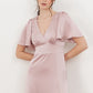 Angel Sleeve Satin Maxi Dress