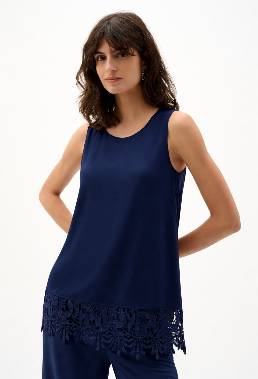 Chic Top with Embroidered Hem