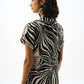 Satin Abstract Print Boxy Top