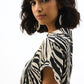 Satin Abstract Print Boxy Top