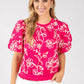 Contrast Floral Embroidered Top