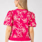 Contrast Floral Embroidered Top