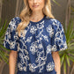 Contrast Floral Embroidered Top