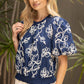 Contrast Floral Embroidered Top