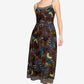 Bordered Floral Print Midi Dress