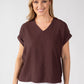 Crinkle Effect V-Neck Top