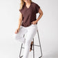 Crinkle Effect V-Neck Top