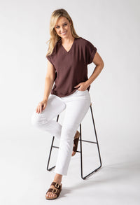 Crinkle Effect V-Neck Top
