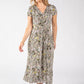 Apple Front Knot Palm Print Dress
