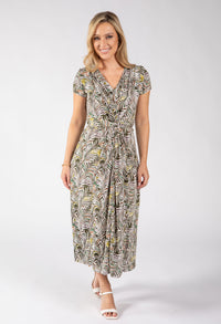 Apple Front Knot Palm Print Dress