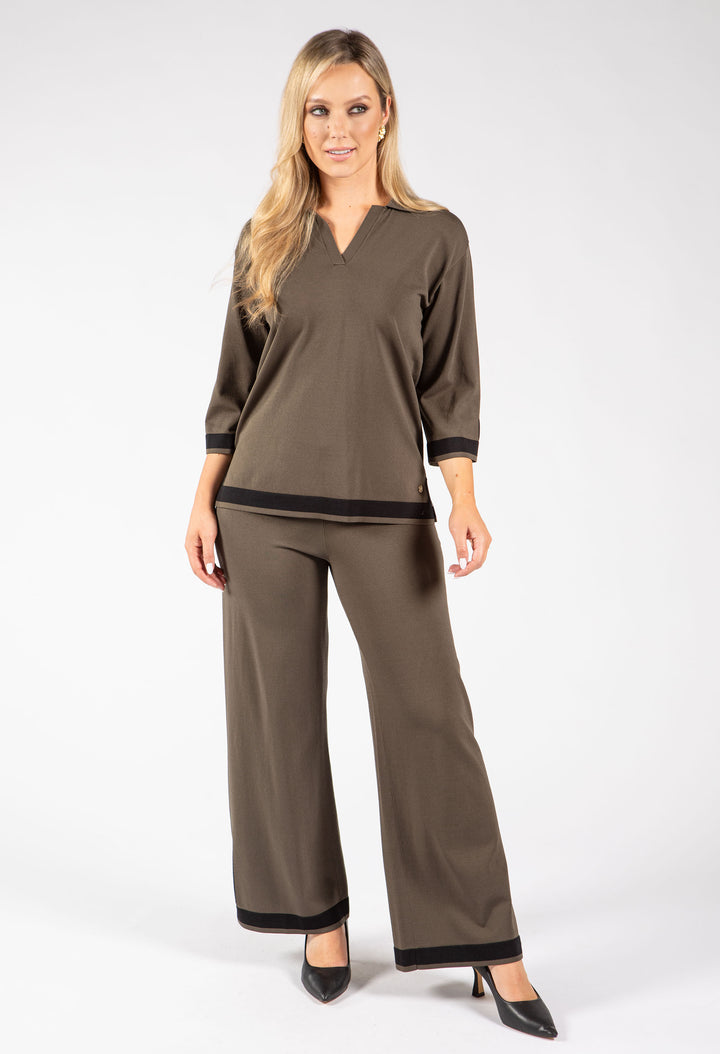 Knit Colour Block Culotte Pant