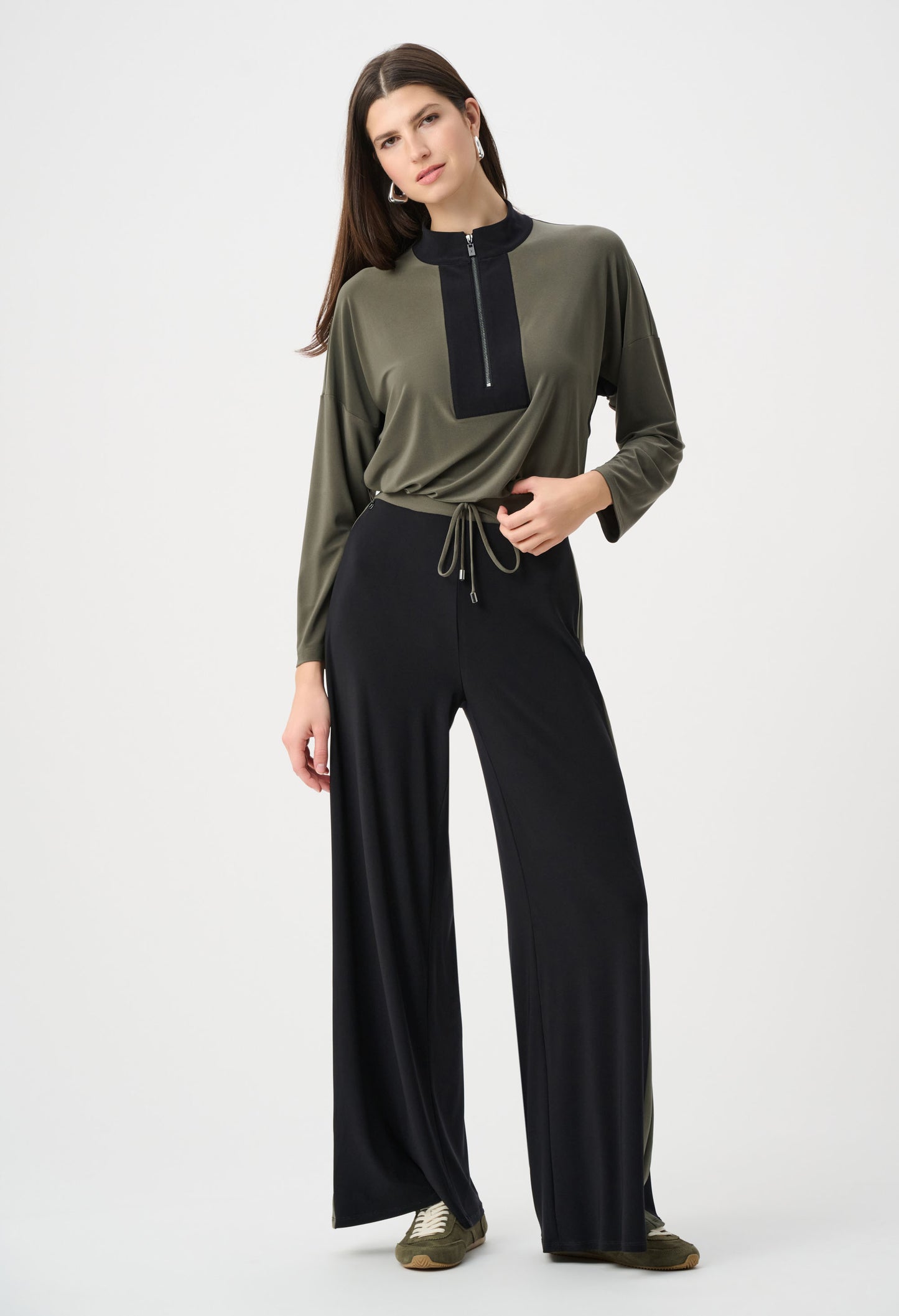 Contrast Wide Leg Trousers