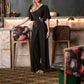 Sparkle Knit Wide Leg Wrap Jumpsuit