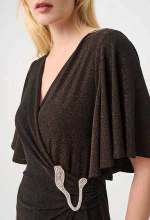 Sparkle Knit Wide Leg Wrap Jumpsuit
