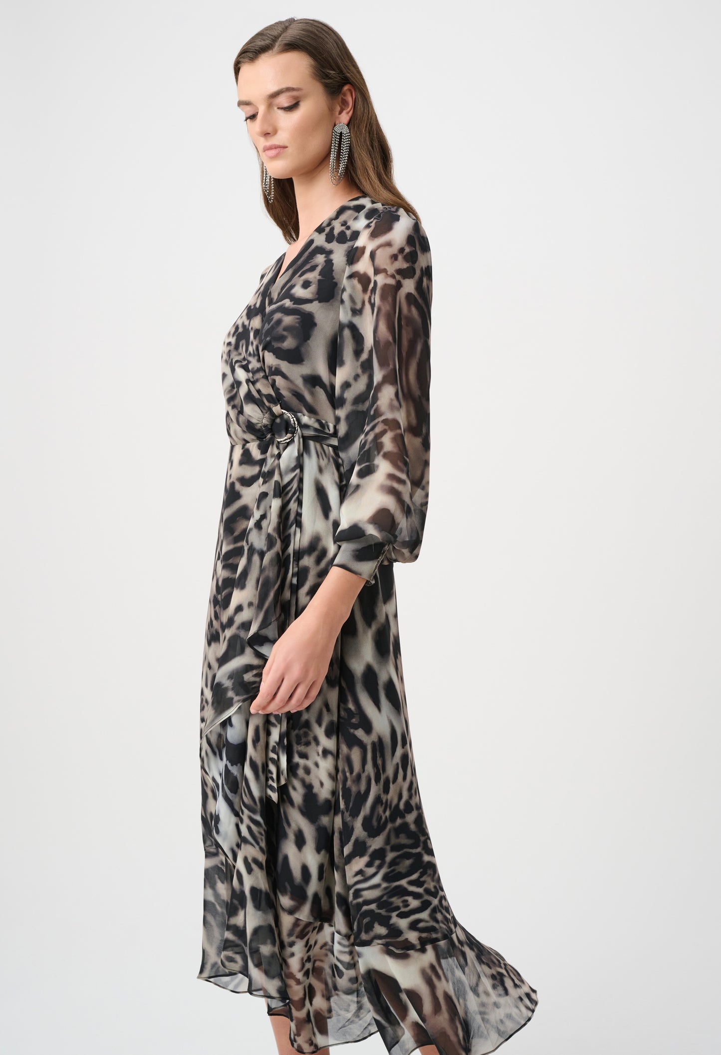 Animal Print Puff Sleeve Dress