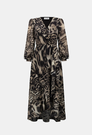 Animal Print Puff Sleeve Dress