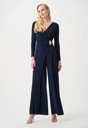 Silky Wide Leg Wrap Jumpsuit