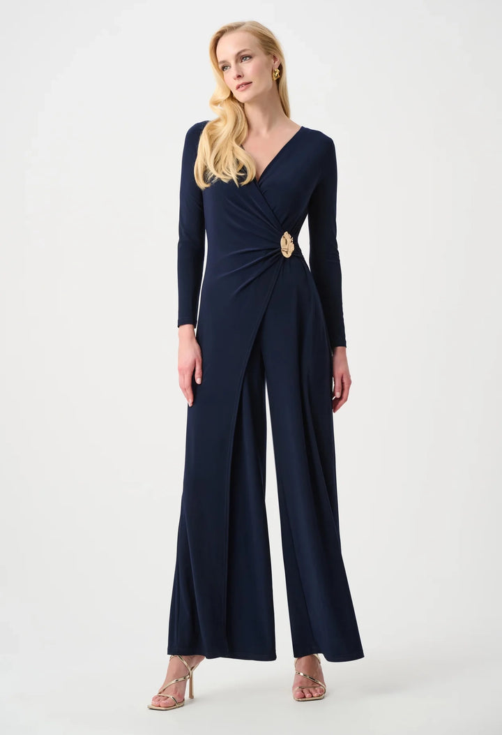 Silky Wide Leg Wrap Jumpsuit