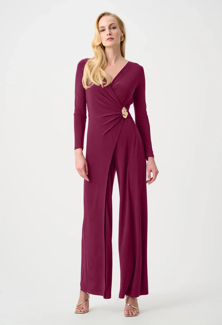 Silky Wide Leg Wrap Jumpsuit