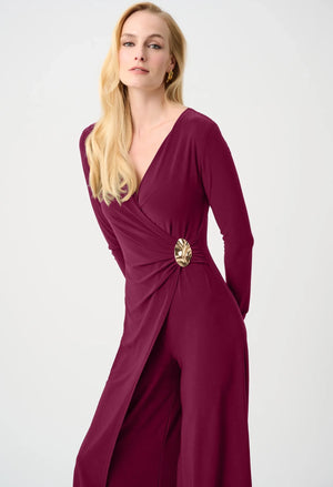 Silky Wide Leg Wrap Jumpsuit