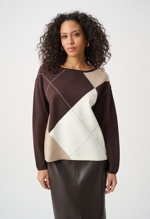 Argyle Bateaux Neck Jumper