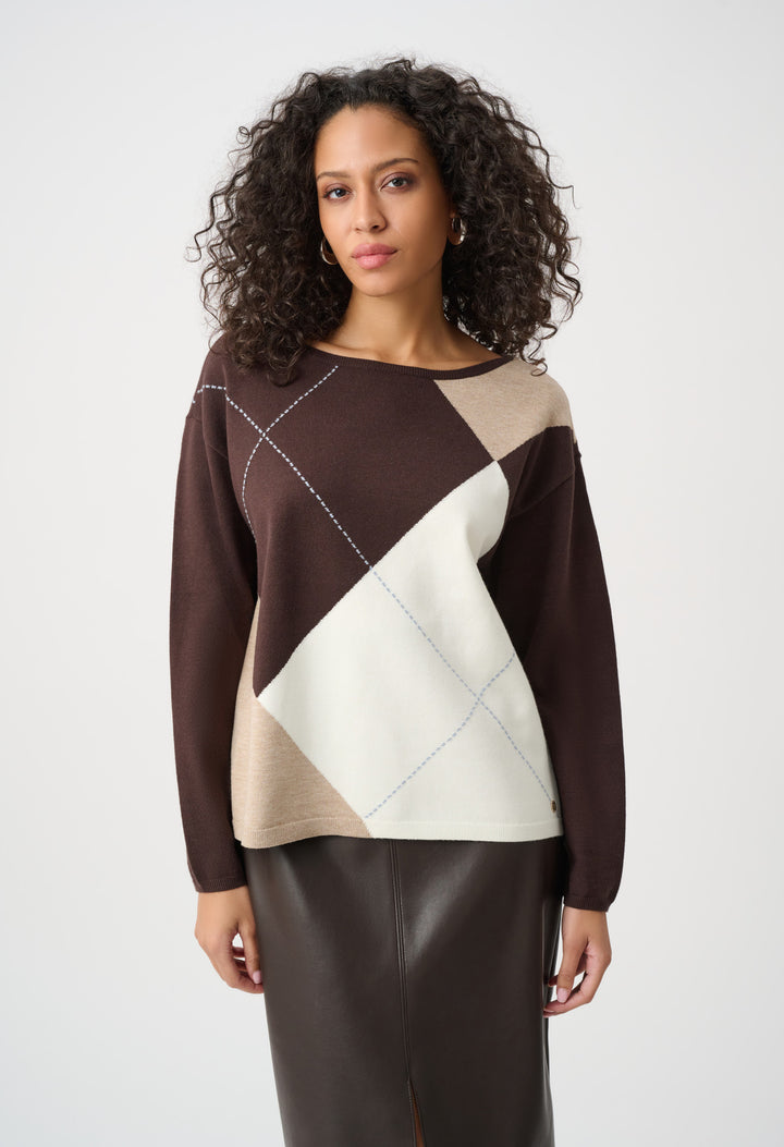 Argyle Bateaux Neck Jumper
