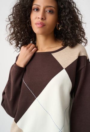 Argyle Bateaux Neck Jumper