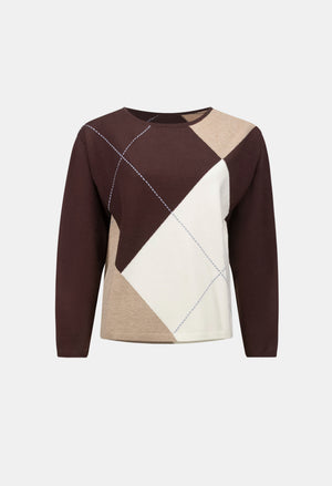 Argyle Bateaux Neck Jumper