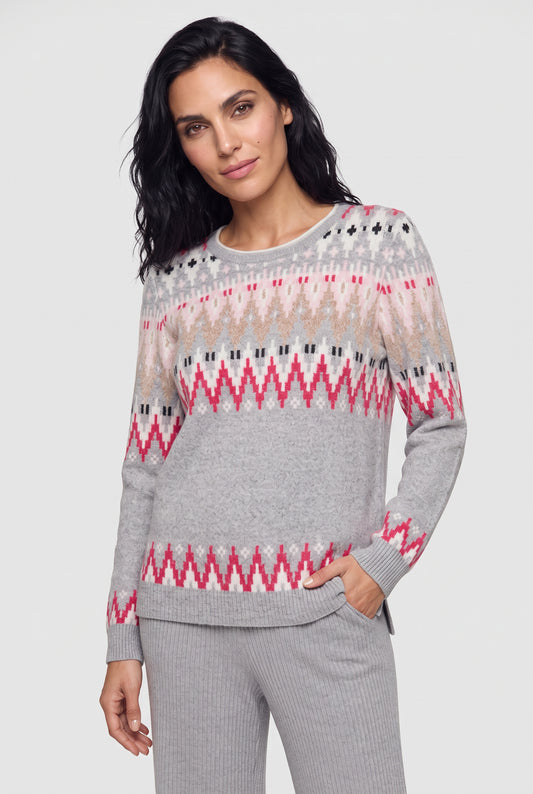 Geometric Pattern Jumper In Henny Fit Light Grey