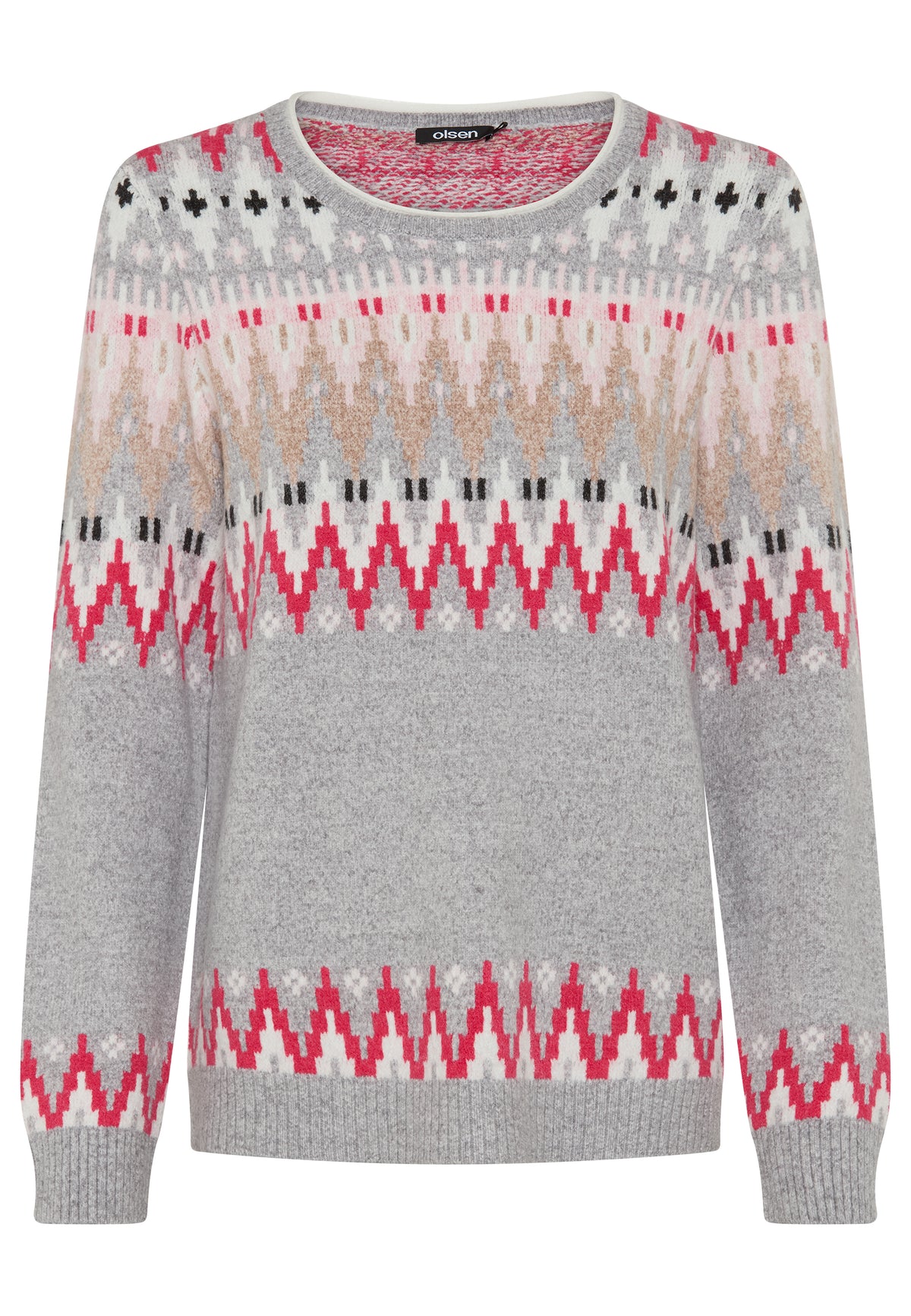 Geometric Pattern Jumper In Henny Fit Light Grey