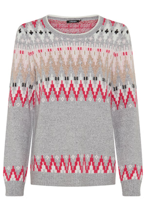Geometric Pattern Jumper In Henny Fit Light Grey