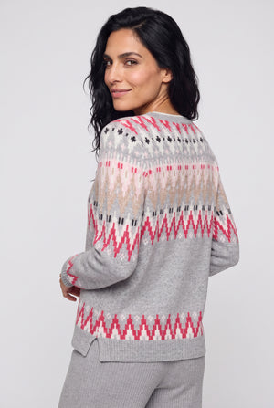 Geometric Pattern Jumper In Henny Fit Light Grey