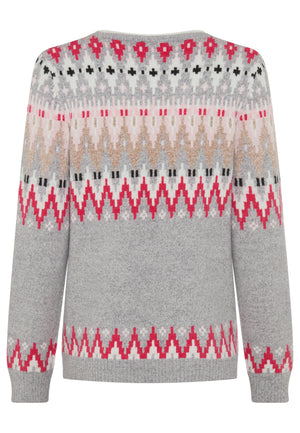 Geometric Pattern Jumper In Henny Fit Light Grey