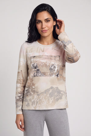 Almond Beige Ski Scene Top
