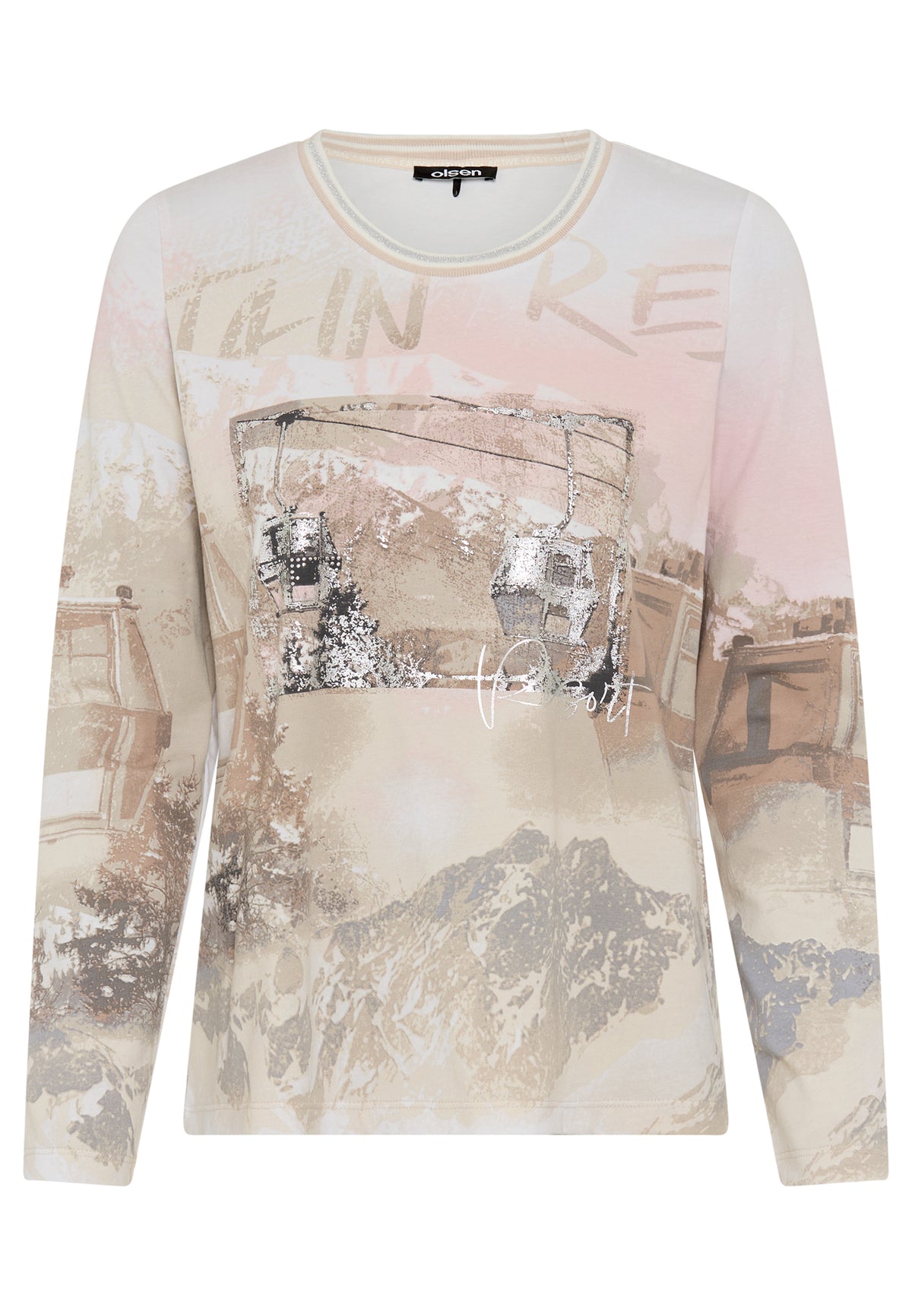 Almond Beige Ski Scene Top