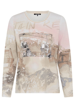 Almond Beige Ski Scene Top