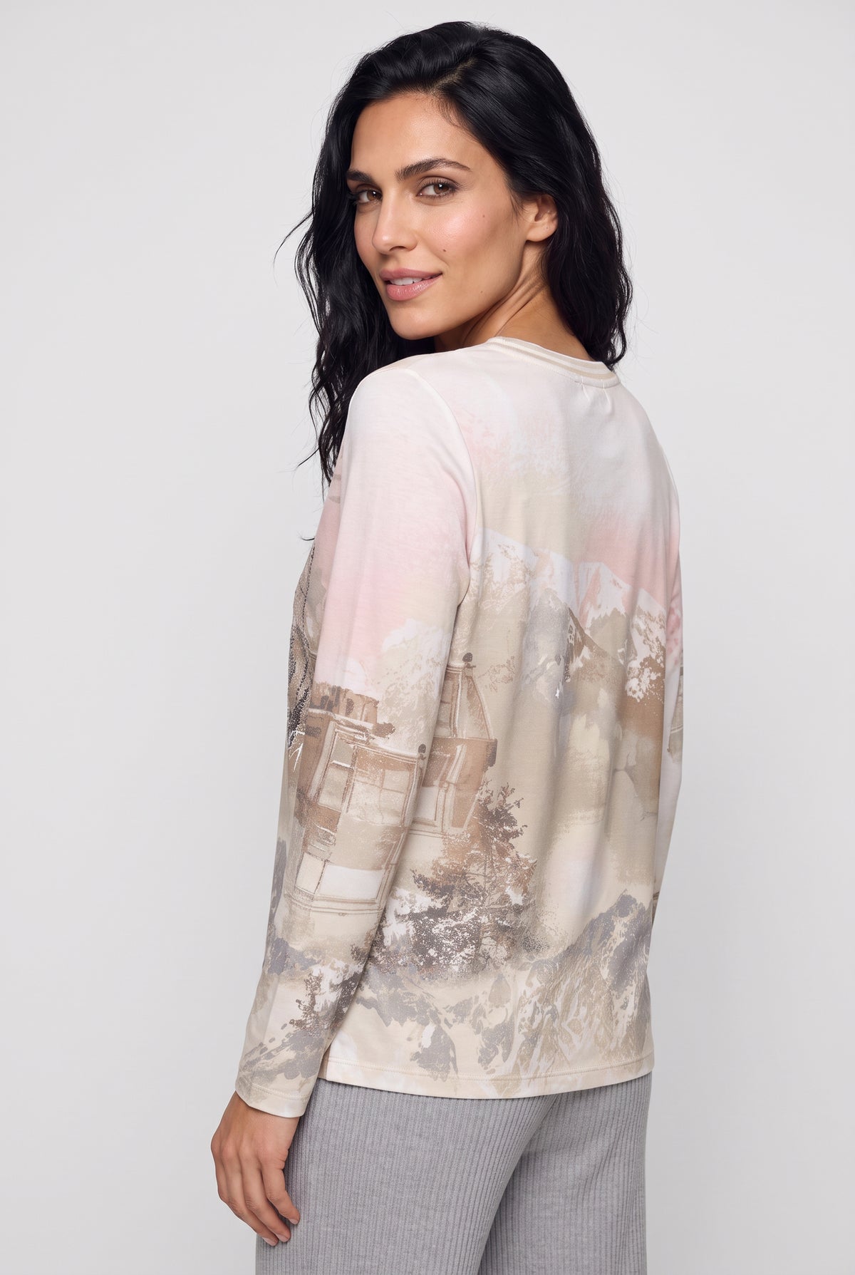 Almond Beige Ski Scene Top