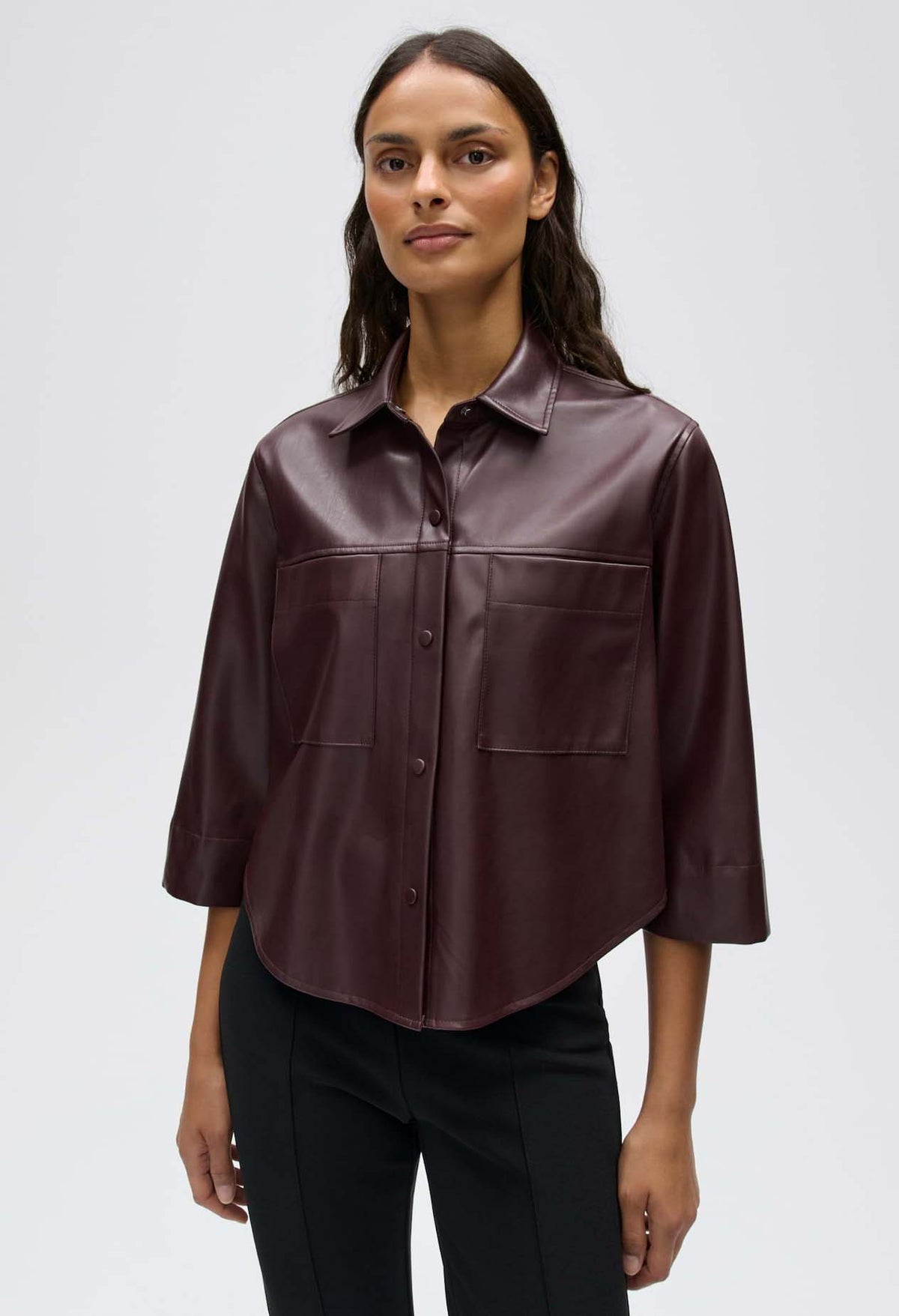 Feleda Faux leather blouse