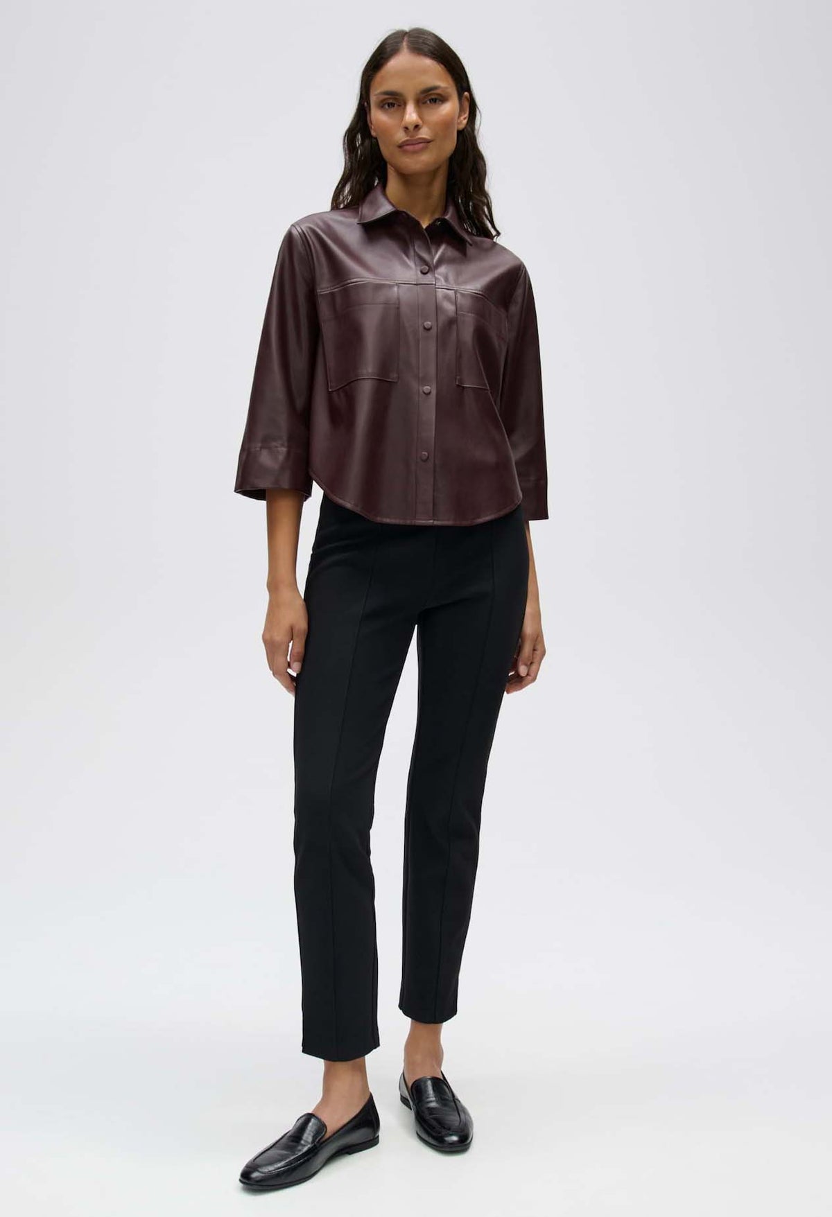 Feleda Faux leather blouse