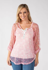 Polka Dot Mesh Blouse