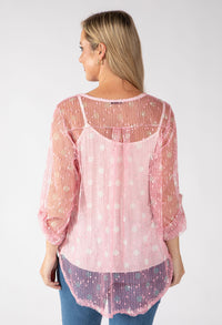 Polka Dot Mesh Blouse