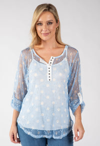 Polka Dot Mesh Blouse