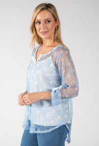 Polka Dot Mesh Blouse