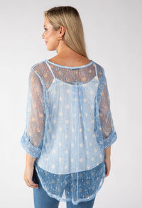 Polka Dot Mesh Blouse