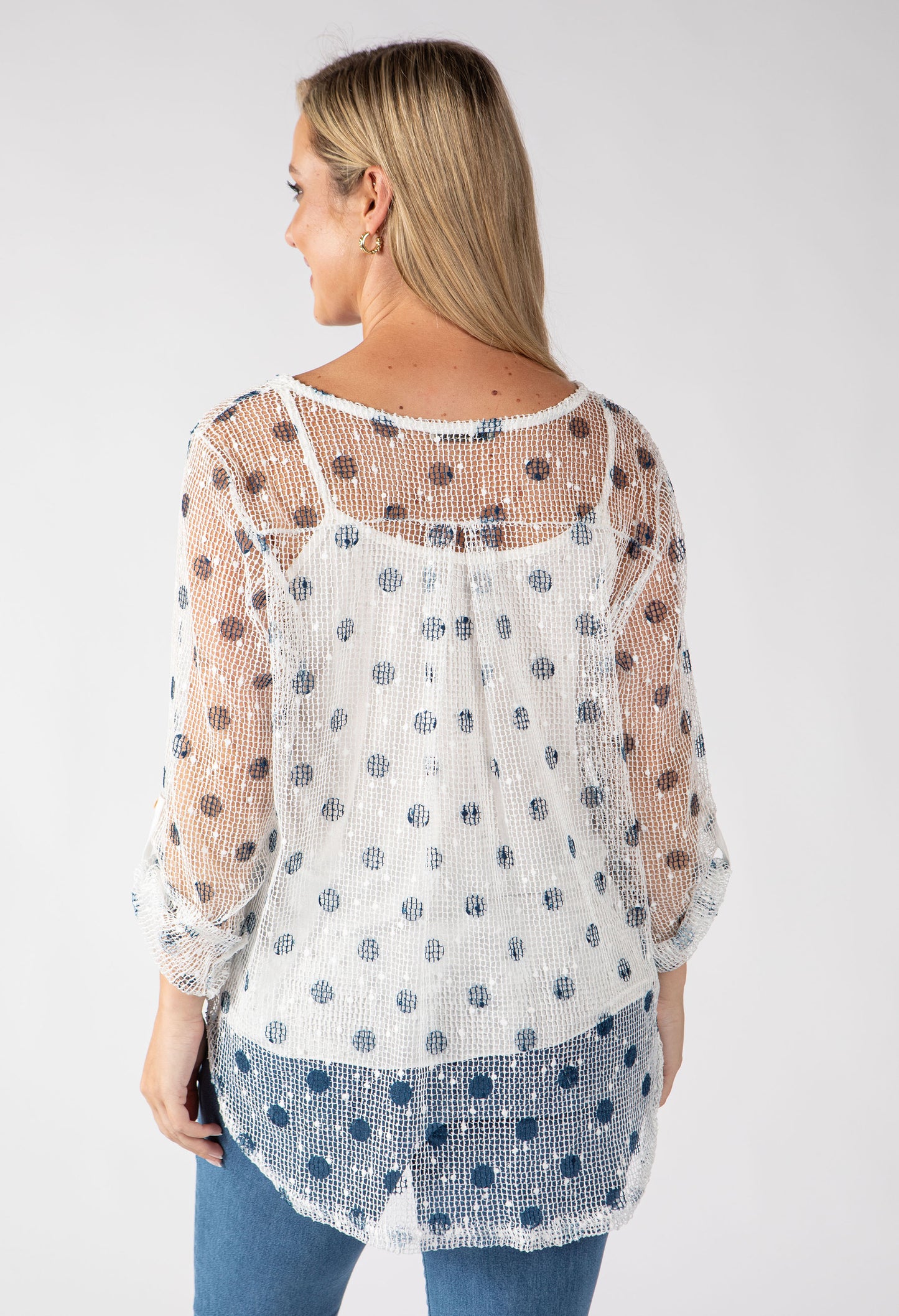 Polka Dot Mesh Blouse
