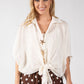 Tie Front Linen Look Blouse