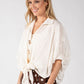 Tie Front Linen Look Blouse