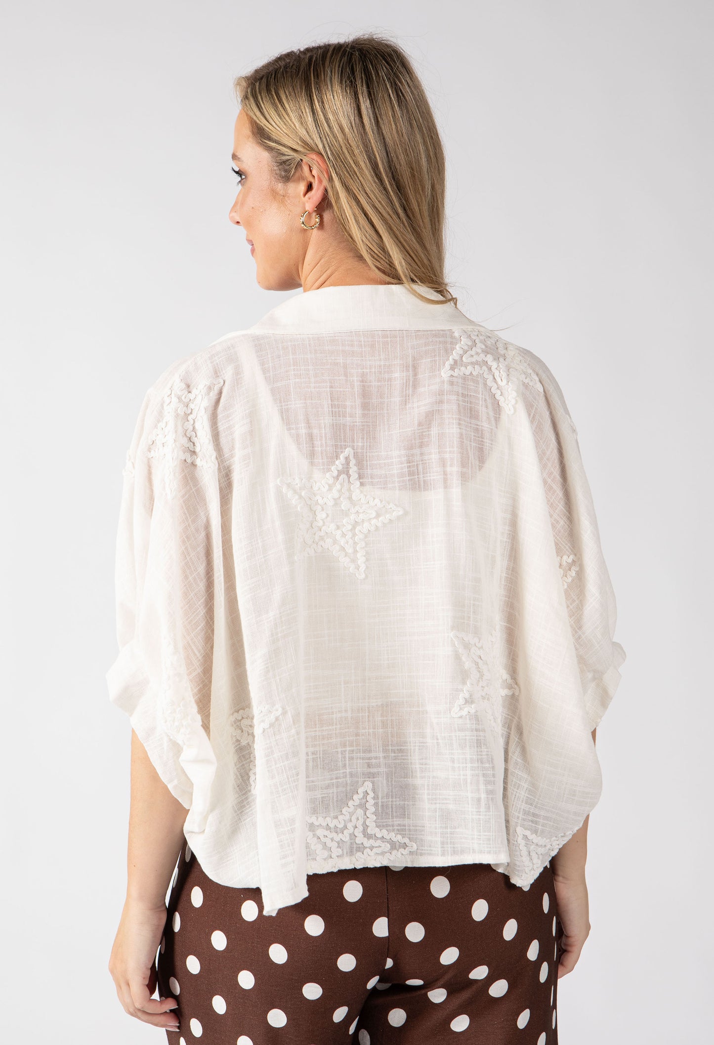Tie Front Linen Look Blouse