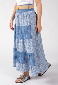 Gingham & Lace Midi Skirt