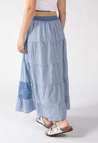 Gingham & Lace Midi Skirt